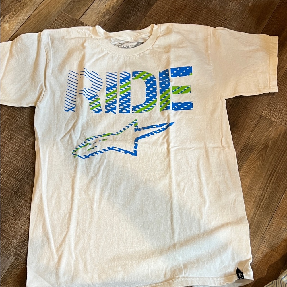 Alpinestars Cream Tee with Blue and Green Graphic
